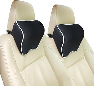 2 Pack Car Seat Neck Pillow,Auto Head Neck Support Pillow for Relieving Neck Fatigue,Comfort Headrest Cushion for Chair,100 percent Pure Memory Foam and Ergonomic Design,Black 3,071598T16TDC