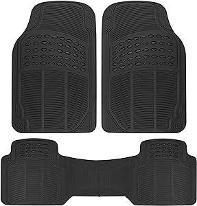 BDK ProLiner Floor Mats for Cars Trucks SUV, 3-Piece All-Weather Car Mats with Universal Fit Design, Durable Car Floor Mats with Capture Ridges, Waterproof Rubber Floor Mats for Cars (Black)